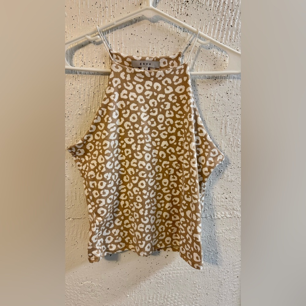 Gaze Boxy Tan Cream Tank Top